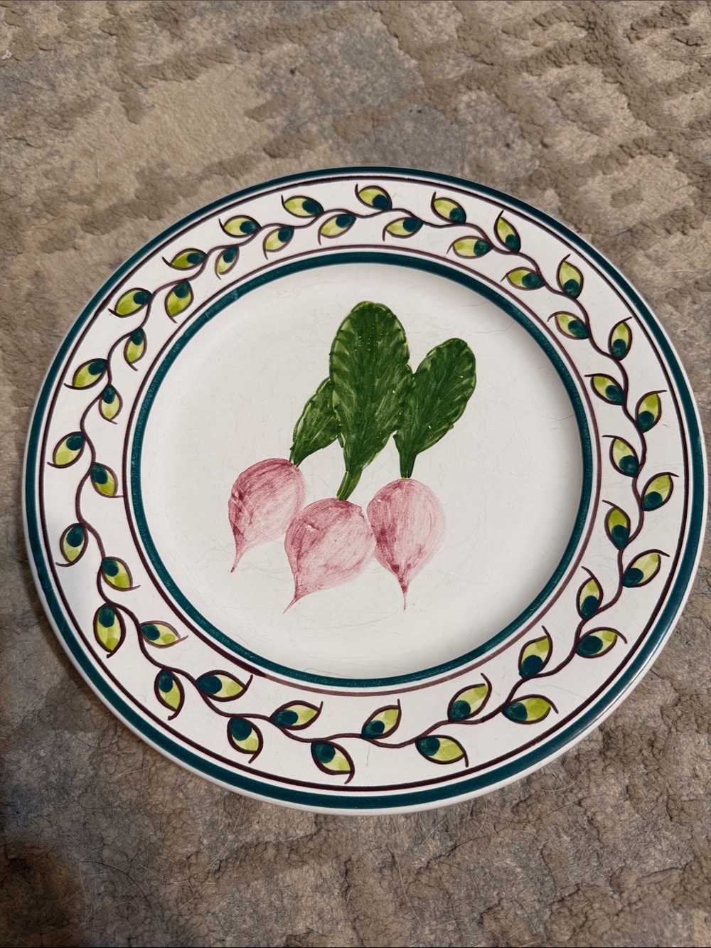 Hand-Painted Radish Ceramic Conimbricer Casafina Dinner Plate - Portugal